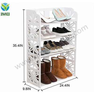 4 Tiers Wood Composite Shoe Rack Space Saving Shoe Tower Cabinet Storage Organizer,White ( Boot) YM07170