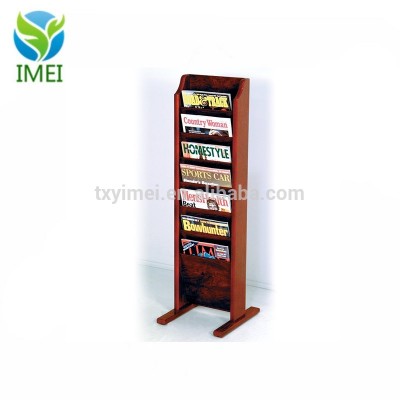 Wooden 7-Pocket Cascade Free-Standing Magazine Rack, Mahogany IMEI18124