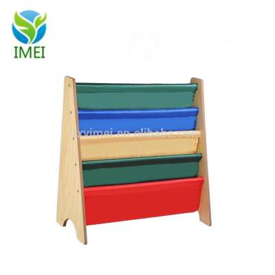 Wood Kid Book Shelf Sling Storage Rack Organizer Bookcase Holder Nature IMEI18007